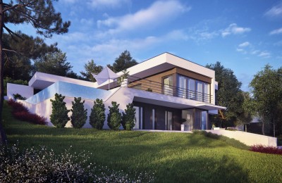 Umgebung von Motovun - Baugrundstück mit Genehmigung zum Bau einer schönen Villa mit Blick auf Motovun