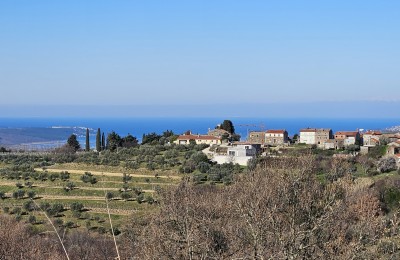 Buje, Momjan - Izuzetno interesantna nekretnina, 2 kamene kuće sa panoramskim pogledom na more