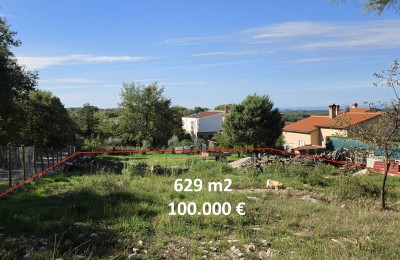 Poreč okolica, Višnjan – Građevinsko zemljište na mirnoj lokaciji, djelomičan pogled na more